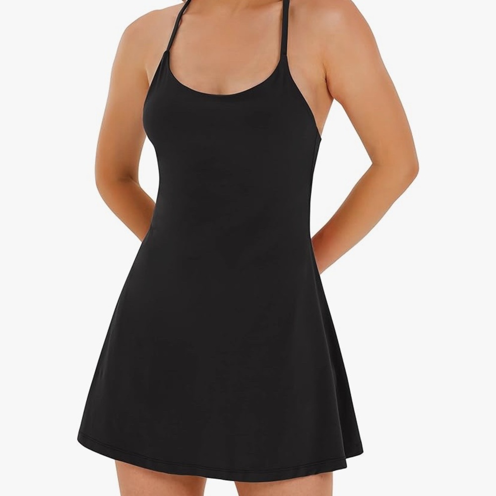 EWEDOOS— black tennis dress with shorts